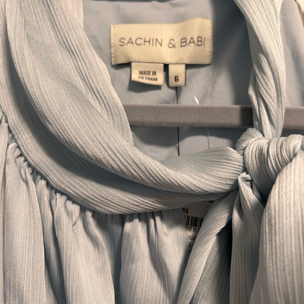 Sachin & Babi Kayla Gown Tie Neck Maxi Dress Ice Blue - Picture 5 of 7